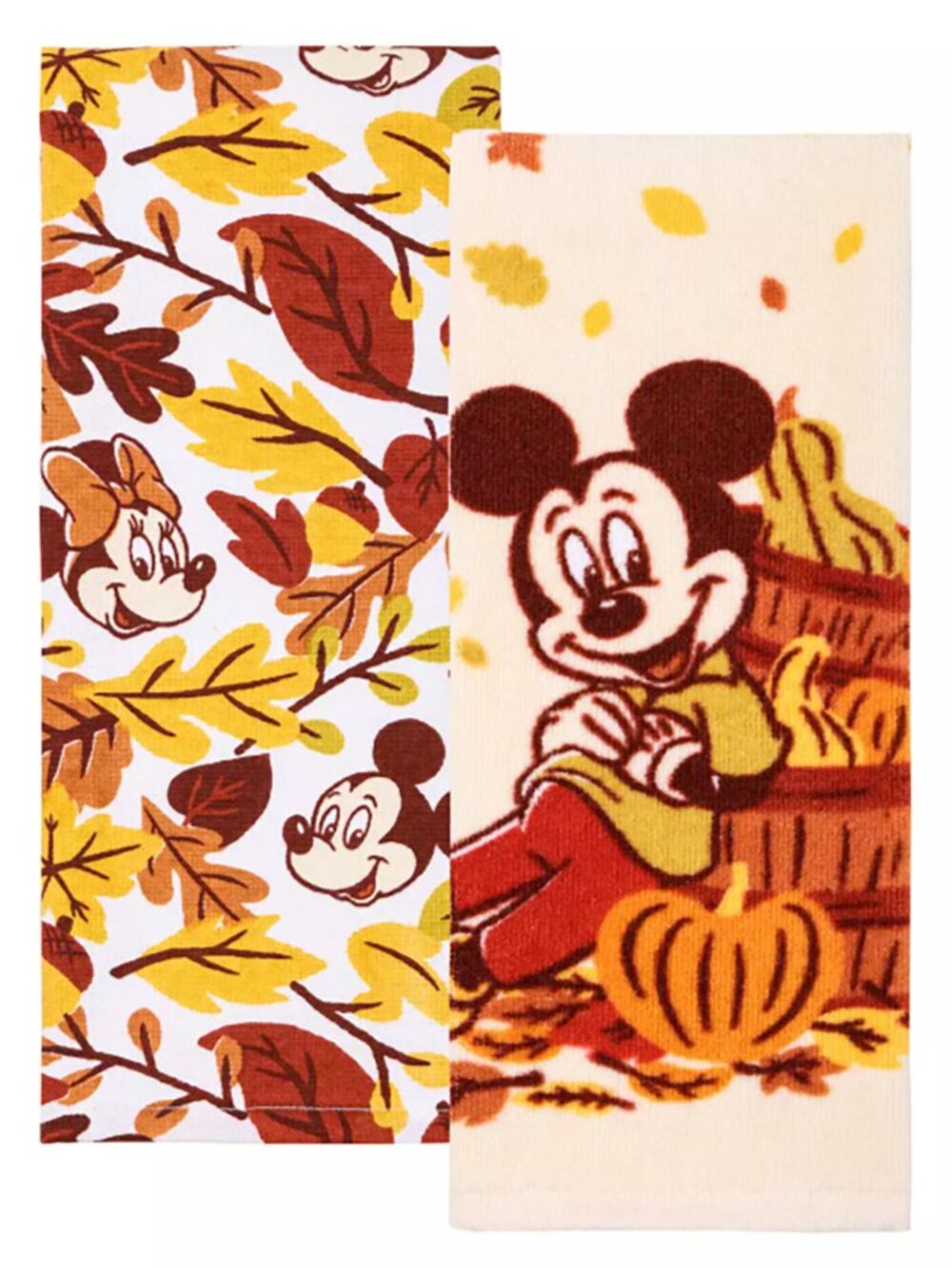 Disney Mickey Minnie Fall Kitchen Towels 2 Pack Pumpkin Autumn 15x26